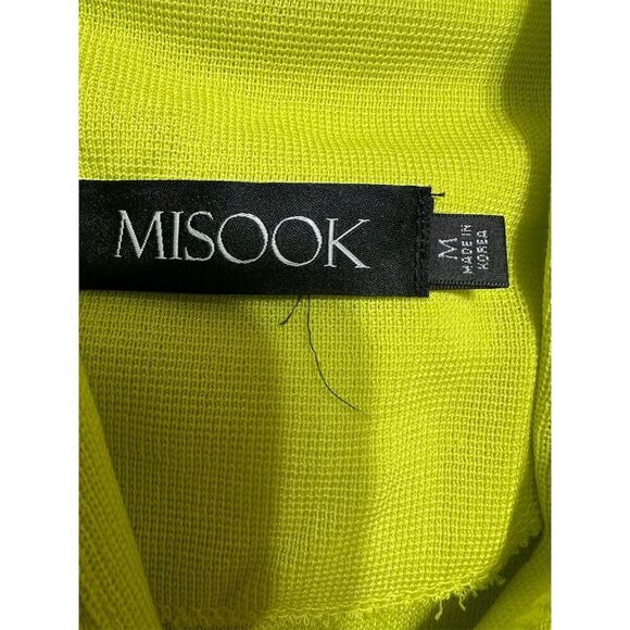 Misook Ribbed Knit Jacket Blazer Womens M Lime Green Long Sleeve Bright - Picture 5 of 7
